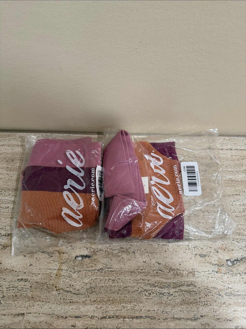 aerie Striped Ribbed Bikini Briefs in Pink, Purple, Tan